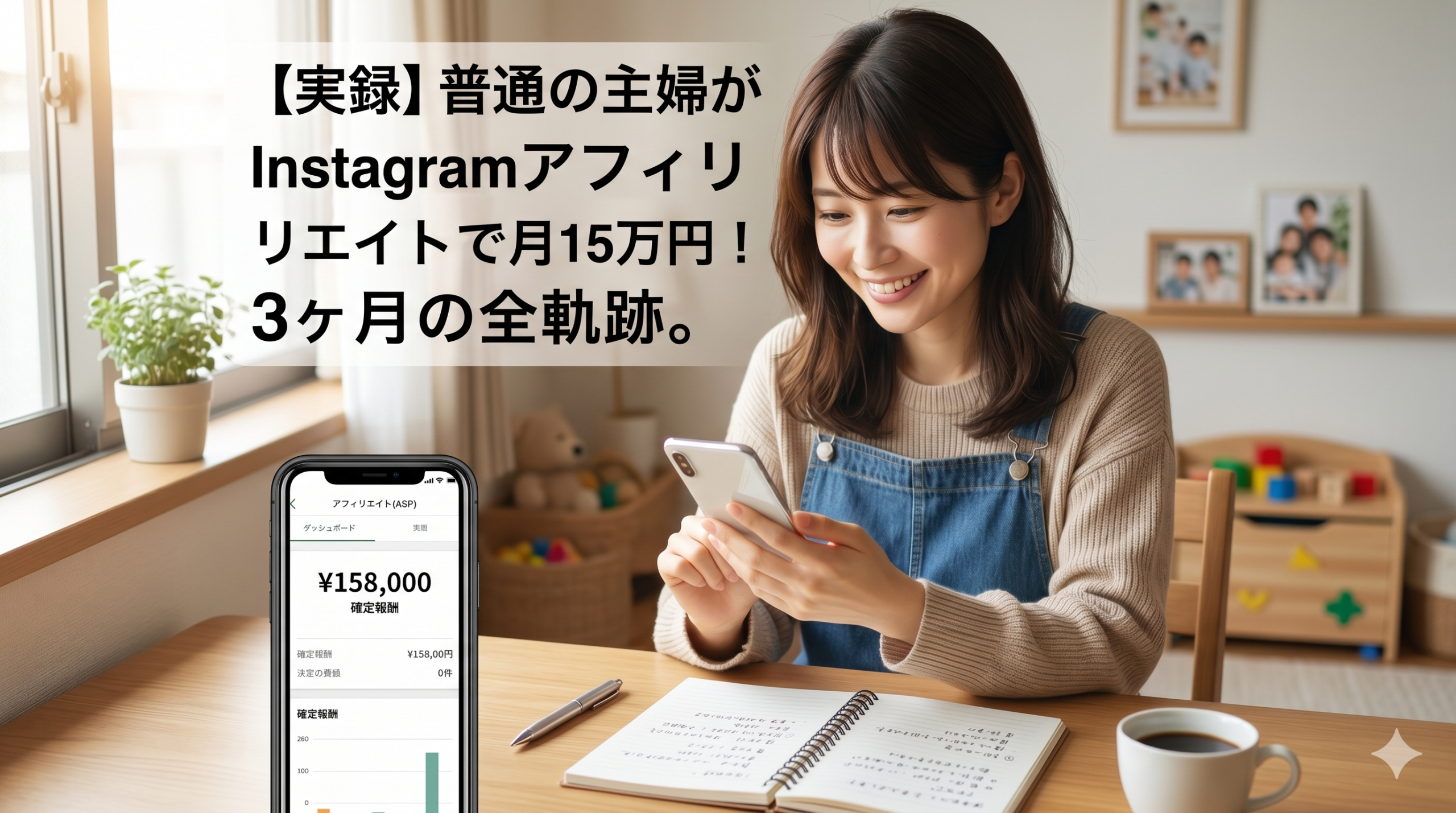 【実録】普通の主婦がInstagramアフィリエイト開始3ヶ月で月15万円を達成した全軌跡！